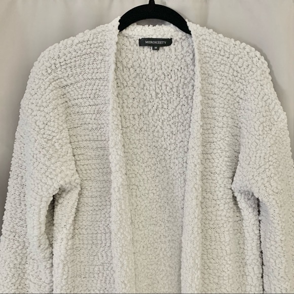 MEROKEETY Cardigan Long Sweater Duster Cream - Picture 2 of 7